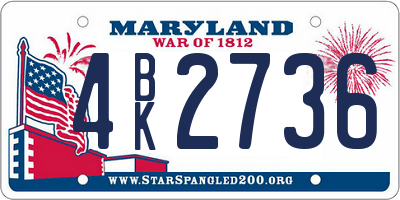 MD license plate 4BK2736