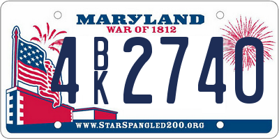 MD license plate 4BK2740