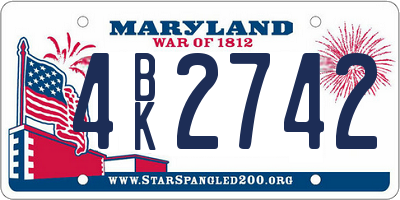 MD license plate 4BK2742