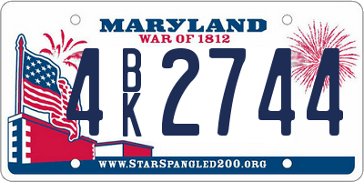 MD license plate 4BK2744