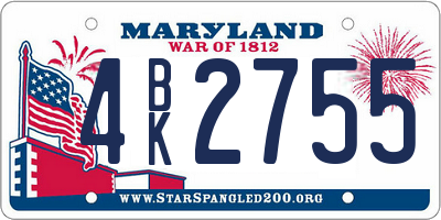MD license plate 4BK2755