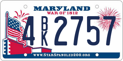 MD license plate 4BK2757