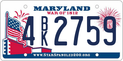 MD license plate 4BK2759