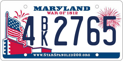 MD license plate 4BK2765