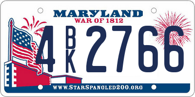 MD license plate 4BK2766