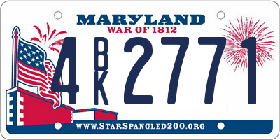 MD license plate 4BK2771