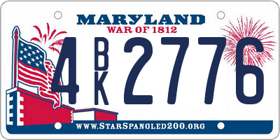 MD license plate 4BK2776