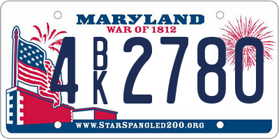 MD license plate 4BK2780