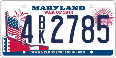 MD license plate 4BK2785