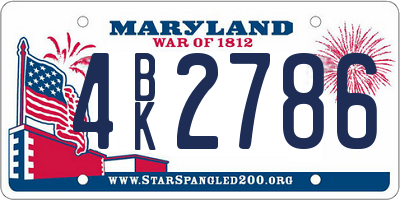 MD license plate 4BK2786