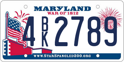 MD license plate 4BK2789