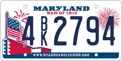 MD license plate 4BK2794