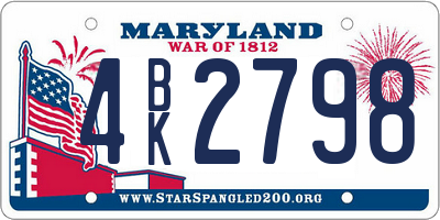 MD license plate 4BK2798