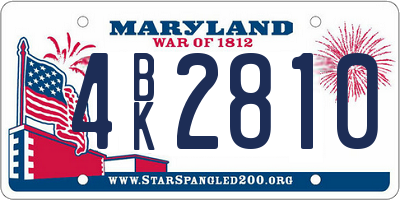 MD license plate 4BK2810