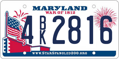 MD license plate 4BK2816