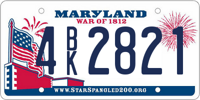 MD license plate 4BK2821