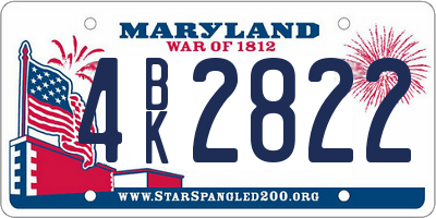 MD license plate 4BK2822