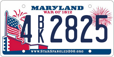MD license plate 4BK2825
