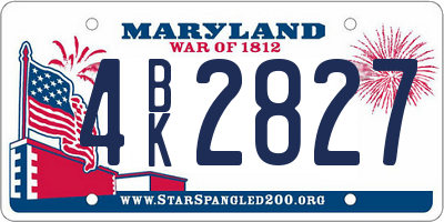 MD license plate 4BK2827