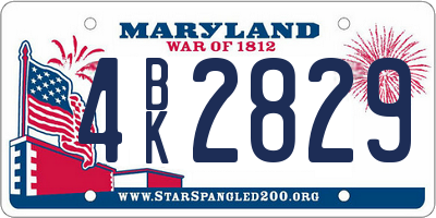 MD license plate 4BK2829