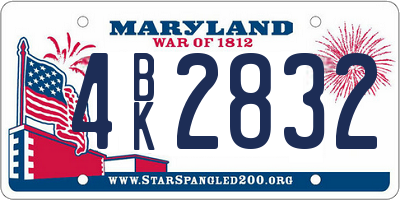 MD license plate 4BK2832
