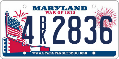 MD license plate 4BK2836