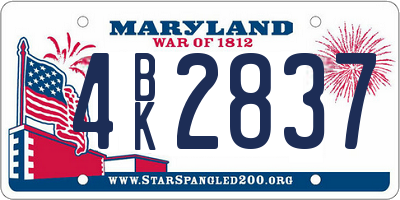 MD license plate 4BK2837