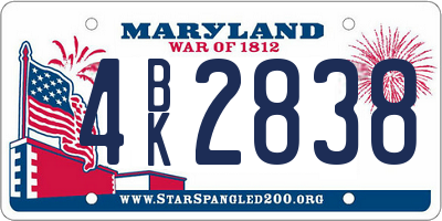 MD license plate 4BK2838