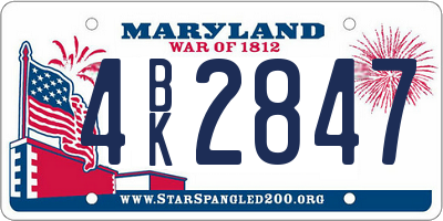 MD license plate 4BK2847