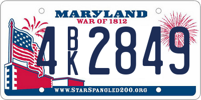 MD license plate 4BK2849