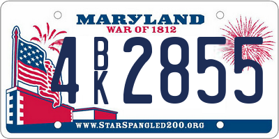 MD license plate 4BK2855