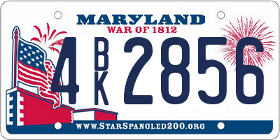 MD license plate 4BK2856