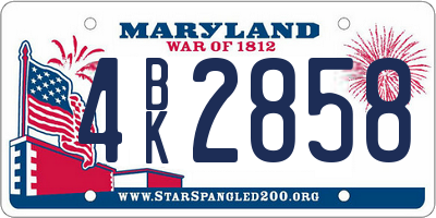 MD license plate 4BK2858