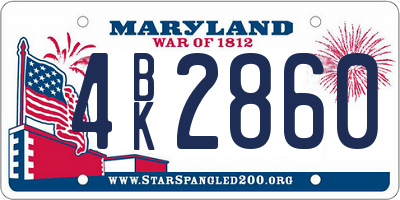 MD license plate 4BK2860