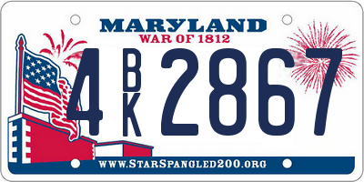 MD license plate 4BK2867
