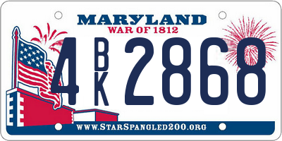 MD license plate 4BK2868