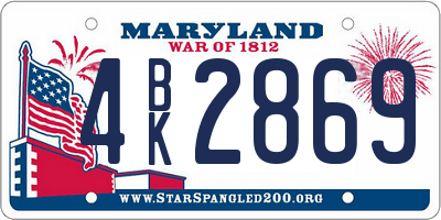 MD license plate 4BK2869