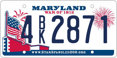MD license plate 4BK2871