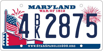 MD license plate 4BK2875