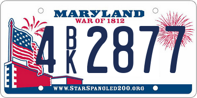 MD license plate 4BK2877
