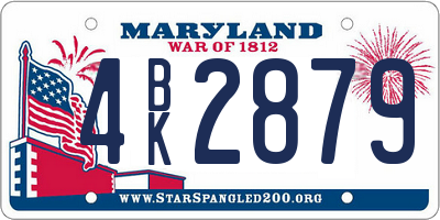 MD license plate 4BK2879