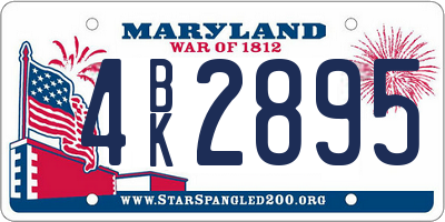 MD license plate 4BK2895