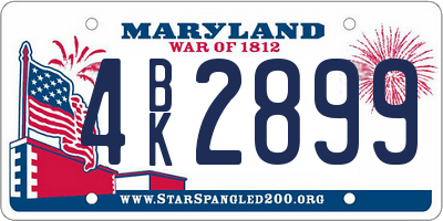 MD license plate 4BK2899