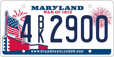 MD license plate 4BK2900