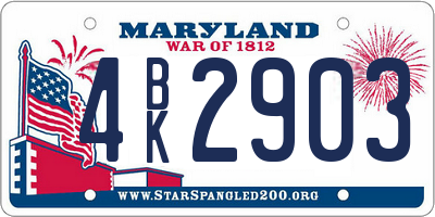 MD license plate 4BK2903