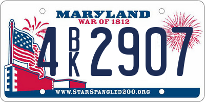 MD license plate 4BK2907