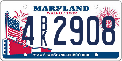 MD license plate 4BK2908