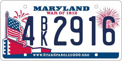MD license plate 4BK2916