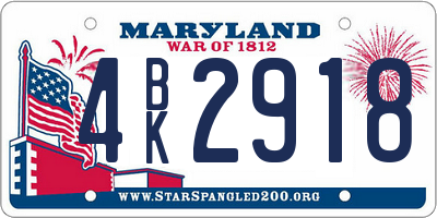 MD license plate 4BK2918