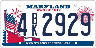 MD license plate 4BK2929
